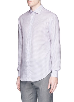 Front View - Click To Enlarge - ARMANI COLLEZIONI - Stripe jacquard shirt