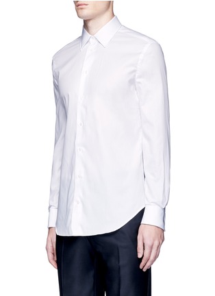 Front View - Click To Enlarge - ARMANI COLLEZIONI - Herringbone cotton tuxedo shirt
