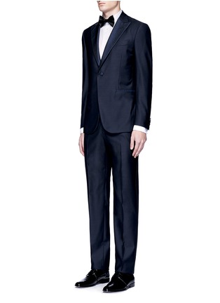 Figure View - Click To Enlarge - ARMANI COLLEZIONI - Herringbone cotton tuxedo shirt