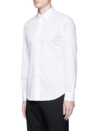 Front View - Click To Enlarge - ARMANI COLLEZIONI - Check jacquard cotton shirt