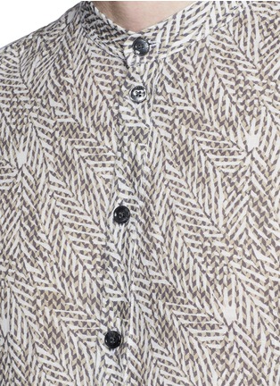 Detail View - Click To Enlarge - ARMANI COLLEZIONI - Leaf print mandarin collar flax shirt