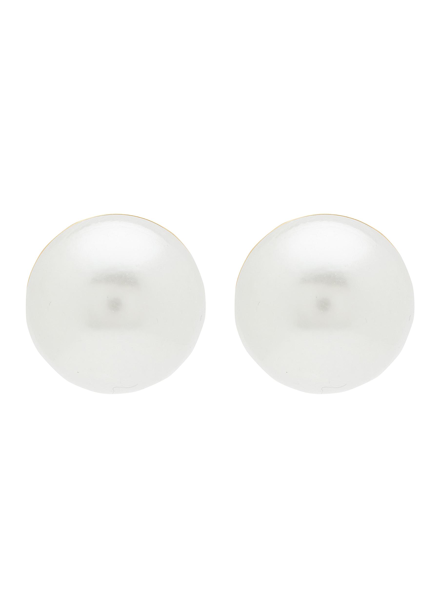 14K Gold Plated Oversized Faux Pearl Stud Earring