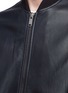 Detail View - Click To Enlarge - ARMANI COLLEZIONI - Denim sleeve leather blouson jacket