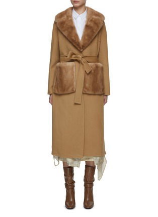 YVES SALOMON | Reversible Mink Collar Belted Wool Coat