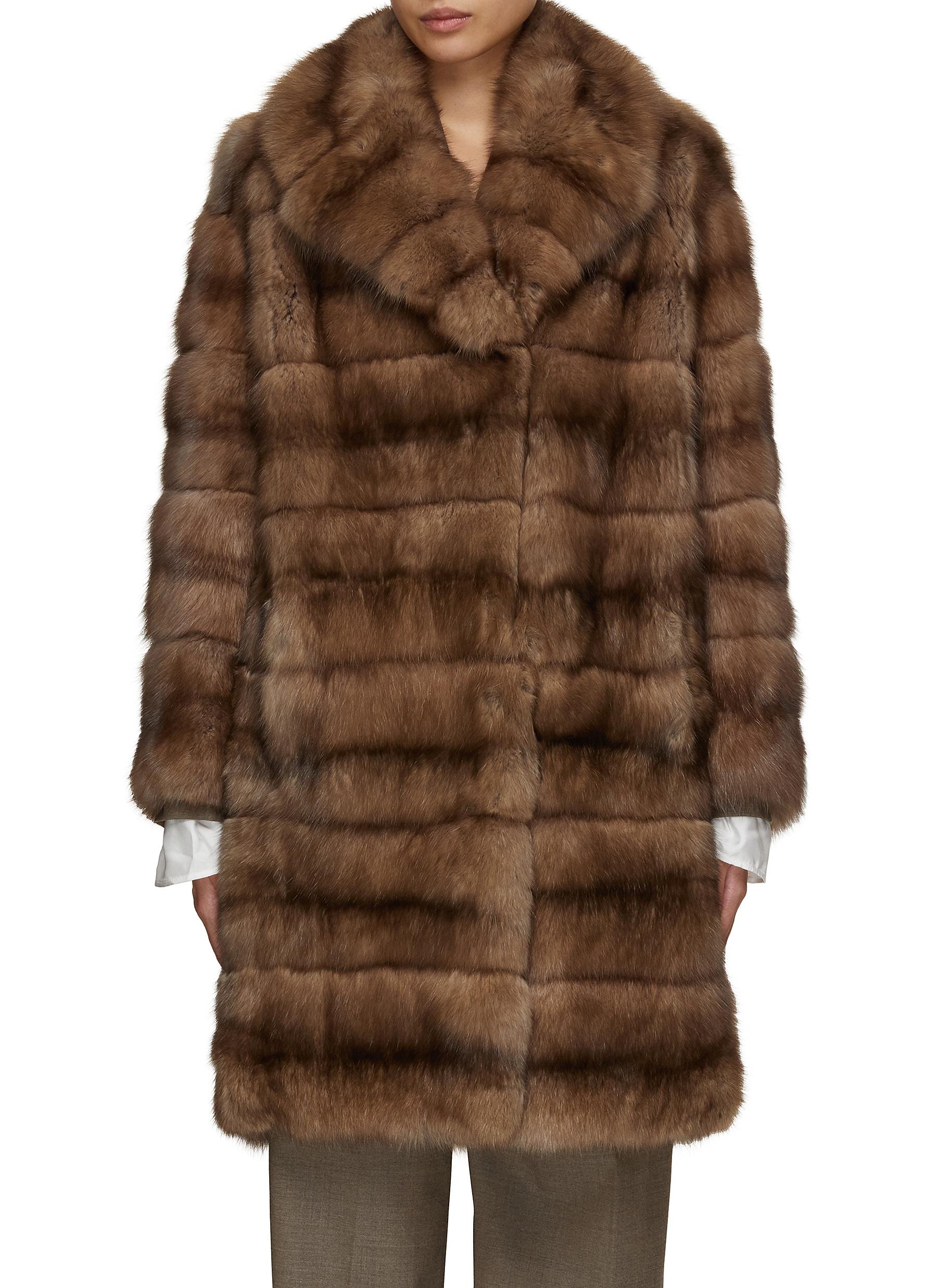 Exaggerated Lapel Sable Fur Coat