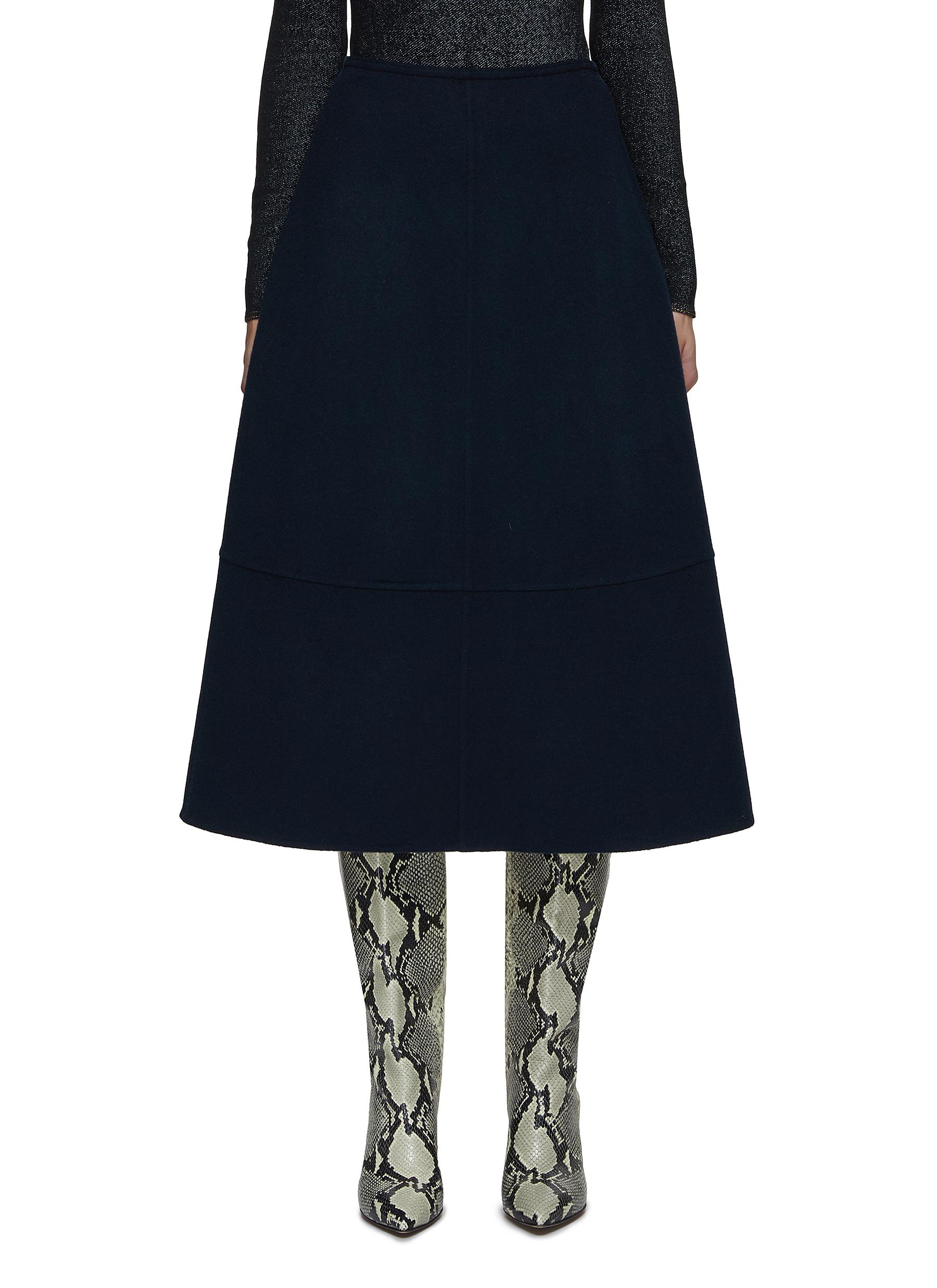 A-Line Wool Midi Skirt
