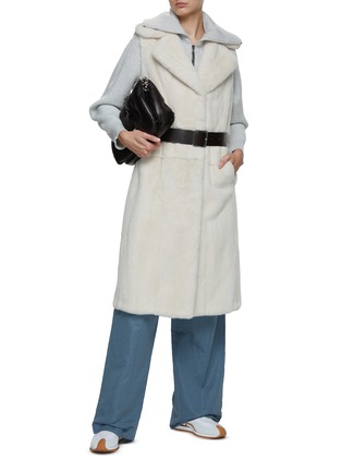 Figure View - Click To Enlarge - YVES SALOMON - Mink Belted Gilet