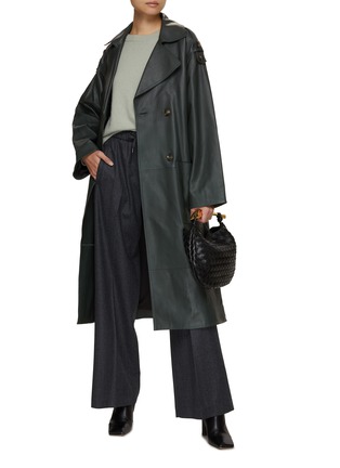 Figure View - Click To Enlarge - YVES SALOMON - Belted Leather Trench Coat