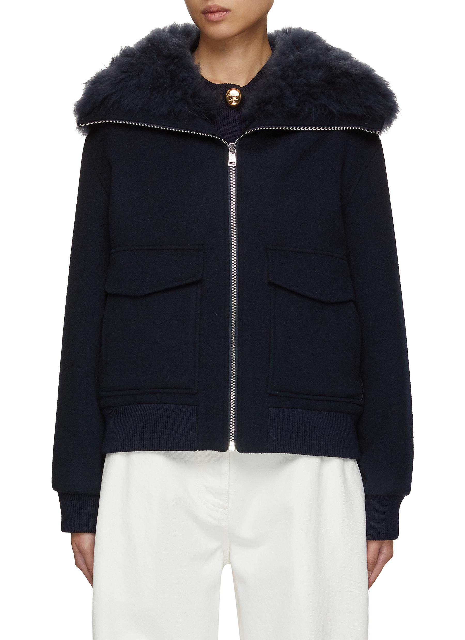 Fur Collar Wool Cashmere Wool Knit Jacket