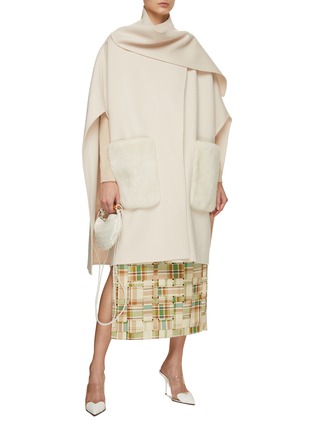 Figure View - Click To Enlarge - YVES SALOMON - Reversible Mink Pocket Wool Cape