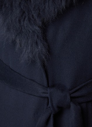  - YVES SALOMON - Belted Fur Collar Wool Cashmere Knit Coat