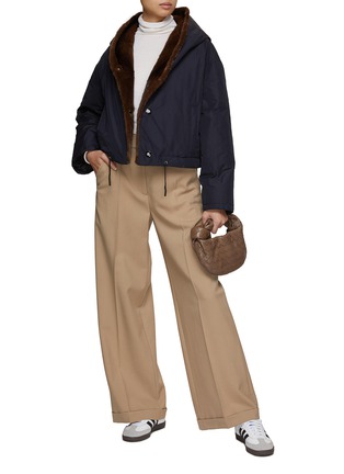 Figure View - Click To Enlarge - YVES SALOMON - Mink Fur Trim Reversible Fur Puffer Jacker