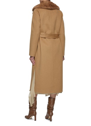Back View - Click To Enlarge - YVES SALOMON - Reversible Mink Collar Belted Wool Coat