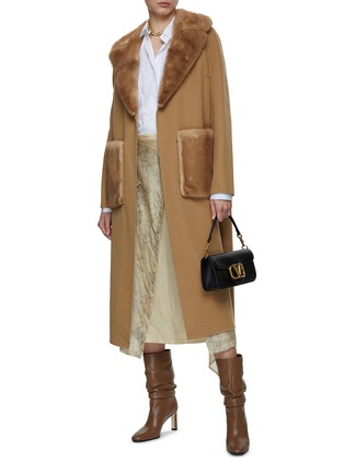 Figure View - Click To Enlarge - YVES SALOMON - Reversible Mink Collar Belted Wool Coat