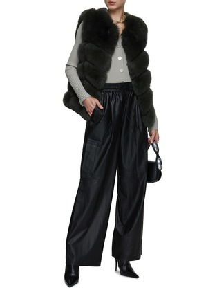 Figure View - Click To Enlarge - YVES SALOMON - Wide Leg Lambskin Cargo Trousers