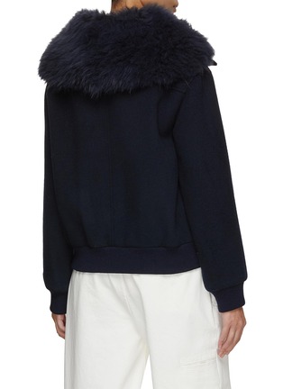 Back View - Click To Enlarge - YVES SALOMON - Fur Collar Wool Cashmere Wool Knit Jacket