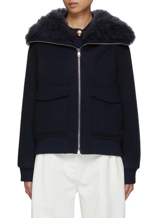 Main View - Click To Enlarge - YVES SALOMON - Fur Collar Wool Cashmere Wool Knit Jacket