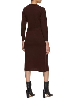 Back View - Click To Enlarge - YVES SALOMON - Belted Wool Cashmere Knit Dress