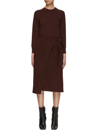 Main View - Click To Enlarge - YVES SALOMON - Belted Wool Cashmere Knit Dress