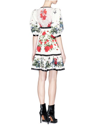 Back View - Click To Enlarge - ALEXANDER MCQUEEN - Floral tablecloth print cotton peplum dress
