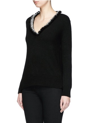 Front View - Click To Enlarge - ALEXANDER MCQUEEN - Crochet trim cashmere sweater