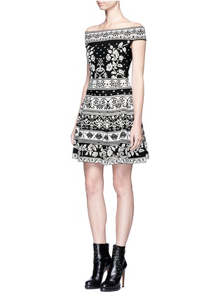 Figure View - Click To Enlarge - ALEXANDER MCQUEEN - Floral jacquard knit flared skirt
