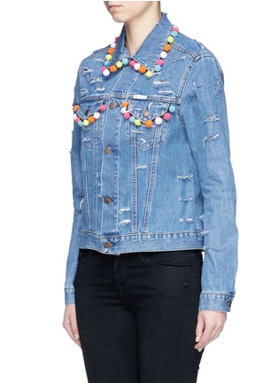 Front View - Click To Enlarge - FORTE COUTURE - Pompom ripped cotton denim jacket