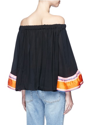 Back View - Click To Enlarge - EMILIO PUCCI - Stripe ruffle cuff off-shoulder top