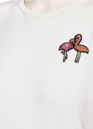 Detail View - Click To Enlarge - GIAMBA - Flamingo sequin appliqué cotton T-shirt