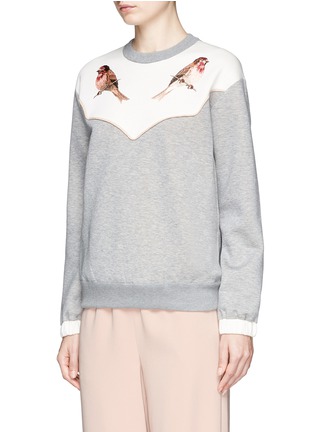 Front View - Click To Enlarge - STELLA MCCARTNEY - Bird embroidered colourblock sweatshirt