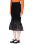Front View - Click To Enlarge - OPENING CEREMONY - Organdy ruffle floral jacquard midi skirt