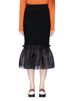 Main View - Click To Enlarge - OPENING CEREMONY - Organdy ruffle floral jacquard midi skirt