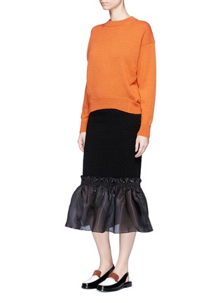 Figure View - Click To Enlarge - OPENING CEREMONY - Organdy ruffle floral jacquard midi skirt