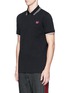 Front View - Click To Enlarge - MC Q - Swallow skull patch appliqué polo shirt