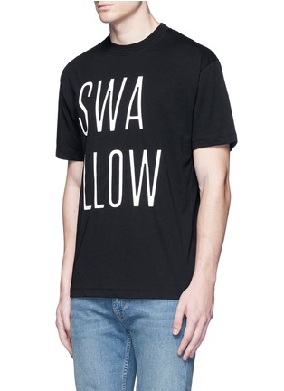 Front View - Click To Enlarge - MC Q - 'Swallow' slogan print T-shirt