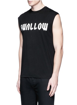 Front View - Click To Enlarge - MC Q - 'Swallow' slogan print sleeveless T-shirt
