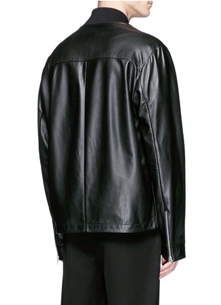 Back View - Click To Enlarge - MC Q - 'Haskins' slogan print lambskin leather jacket