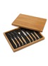 Detail View - Click To Enlarge - LAGUIOLE EN AUBRAC - Olive Wood Handle Stainless Steel Steak Knives and Forks — Set of 8