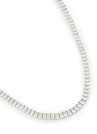 Detail View - Click To Enlarge - HATTON LABS - Emerald Cut Tennis Sterling Silver Cubic Zirconia Chain Necklace