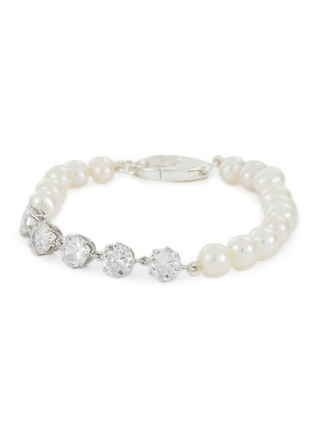 Main View - Click To Enlarge - HATTON LABS - Sterling Silver Cubic Zirconia Faux Pearl Tennis Bracelet