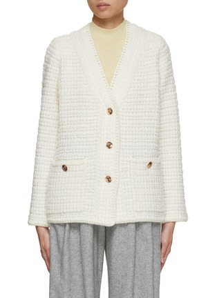 Main View - Click To Enlarge - CRUSH COLLECTION - Bouclé V-neck Jacket