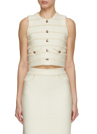 Main View - Click To Enlarge - CRUSH COLLECTION - Button Front Cropped Vest