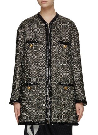Main View - Click To Enlarge - GIAMBATTISTA VALLI - Micro Paillette Tweed Coat