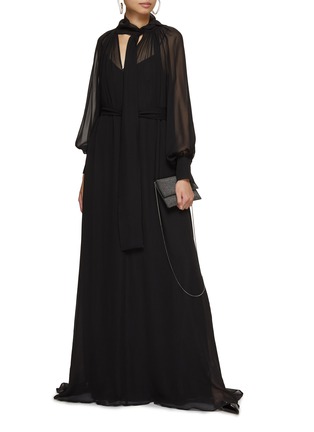 Figure View - Click To Enlarge - KITON - High Neck Silk Maxi Dress