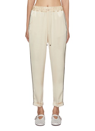 Main View - Click To Enlarge - KITON - Contrast Trim Satin Joggers