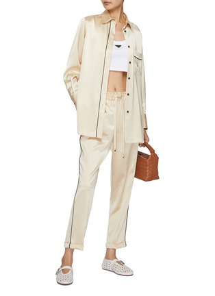 Figure View - Click To Enlarge - KITON - Contrast Trim Satin Joggers