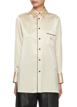 Main View - Click To Enlarge - KITON - Contrast Trim Satin Shirt