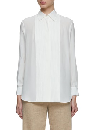 Main View - Click To Enlarge - KITON - Pleated Front Silk Shirt