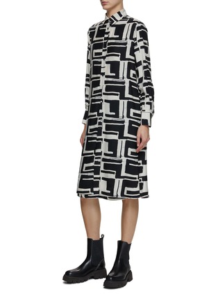 Detail View - Click To Enlarge - KITON - Tetris Printed Silk Shirt Dress