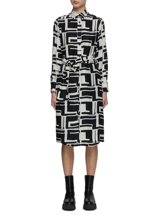 Main View - Click To Enlarge - KITON - Tetris Printed Silk Shirt Dress